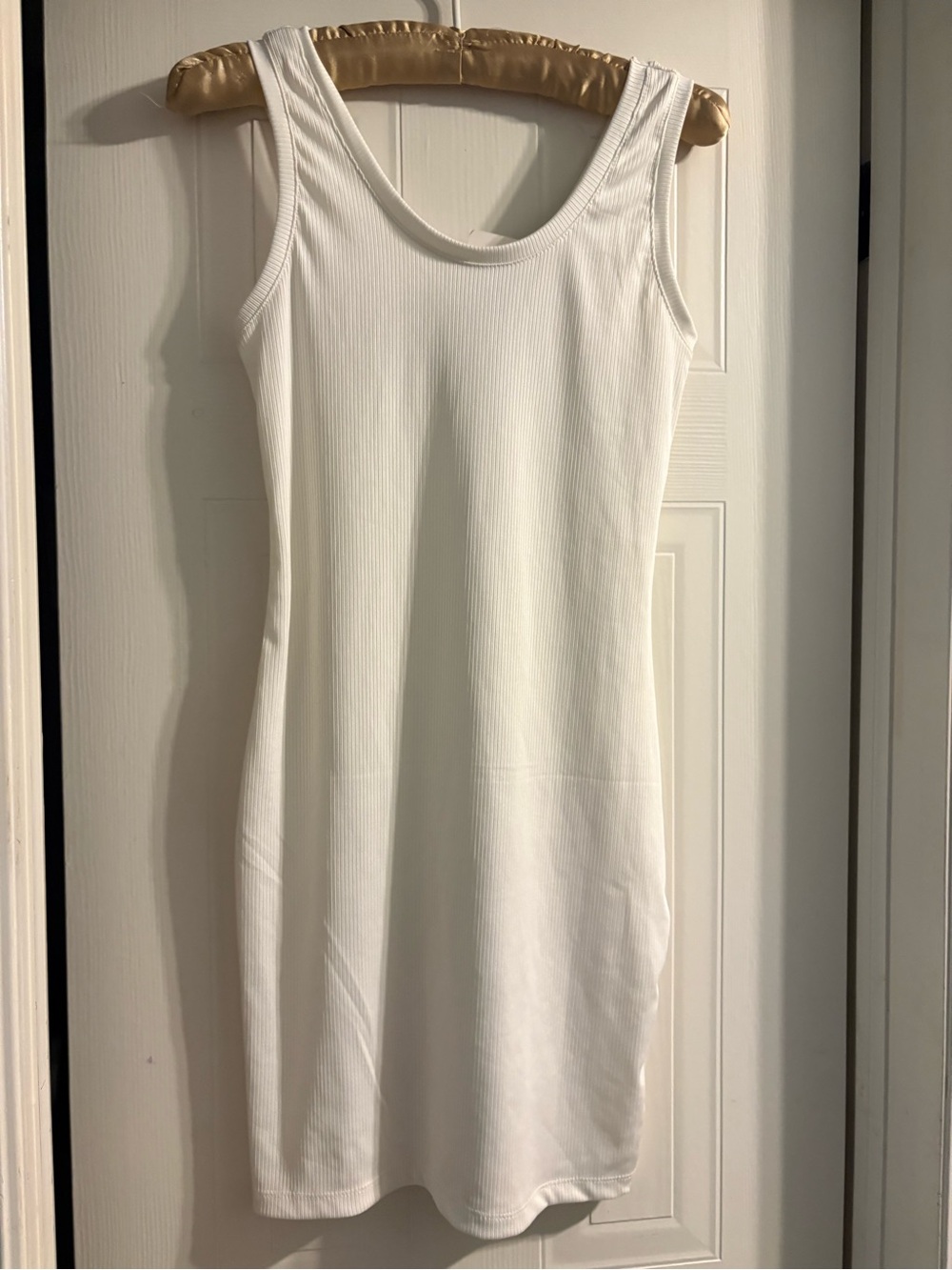 Sleeveless White Ribbed Tank Dress - Classic Minimalist